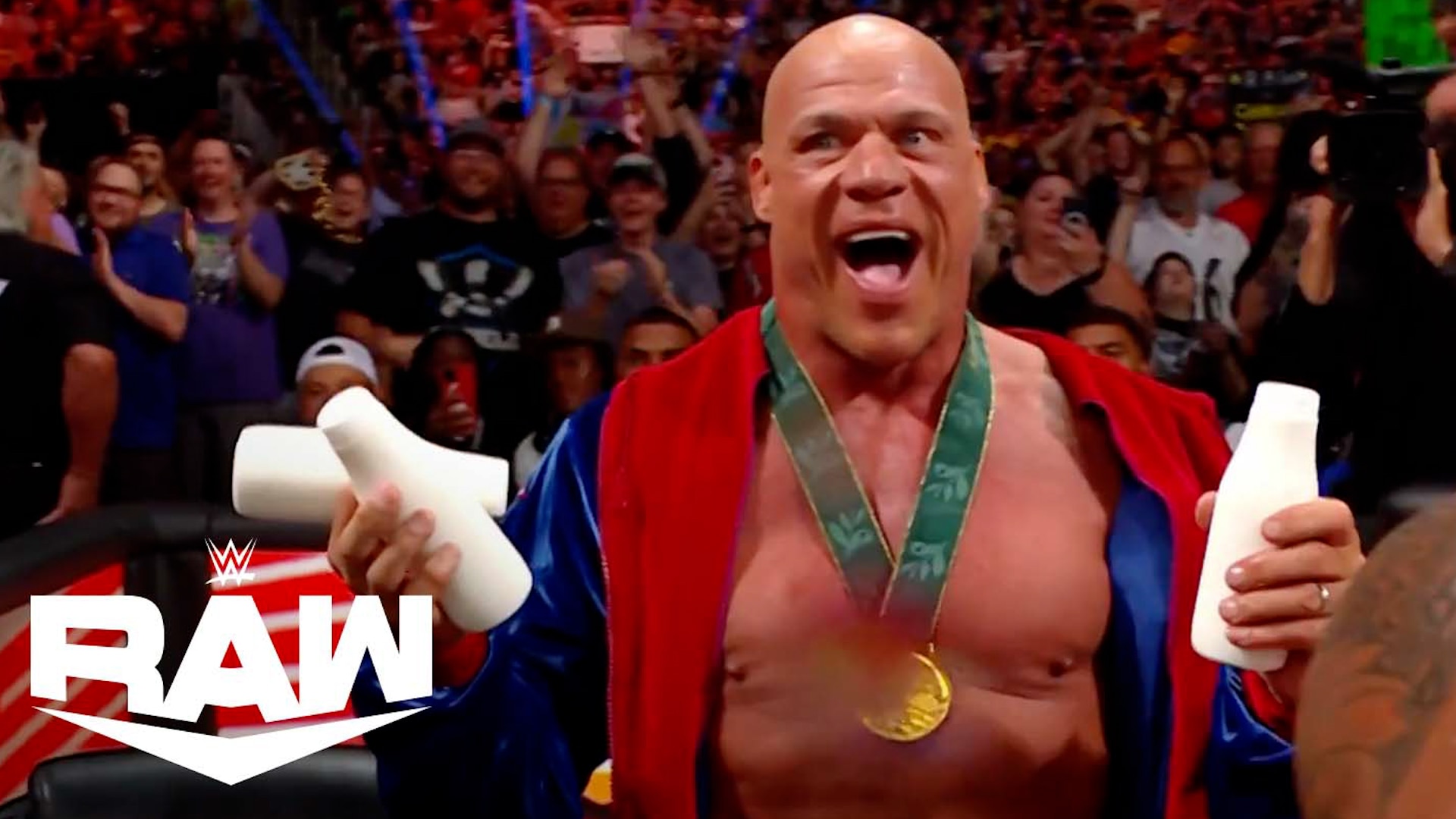 Watch WWE Raw Highlight: Kurt Angle Returns to Raw; Drinks Milk with ...